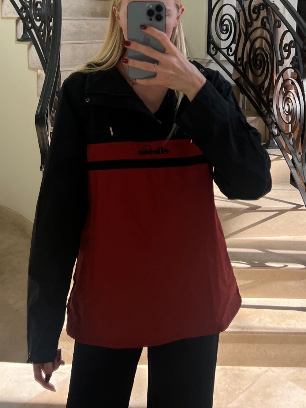 Ellesse Archivio Black Red Hooded Anorak NWT M